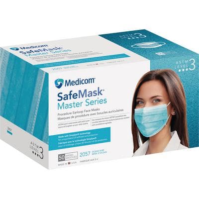 Safe+Mask® Master Series Earloop Procedure Masks, ASTM Level 3, Ocean Surf (Aqua), 50/Box - Safe+Mask® Master Series Earloop Masks, 50/Box - ASTM Level 3, Ocean Surf (Aqua) - Image 1