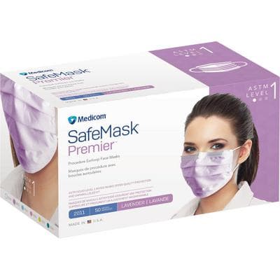 Safe+Mask® Premier Low Barrier Masks, ASTM Level 1, Lavender, 50/Box - Safe+Mask® Premier Low Barrier Masks – ASTM Level 1, 50/Box - Lavender - Image 1