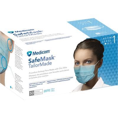 Safe+Mask® TailorMade Earloop Procedure Mask, ASTM Level 1, Low Barrier, Blue, 50/Pkg - Safe+Mask® TailorMade Earloop Masks, 50/Pkg - ASTM Level 1, Low Barrier, Blue - Image 1