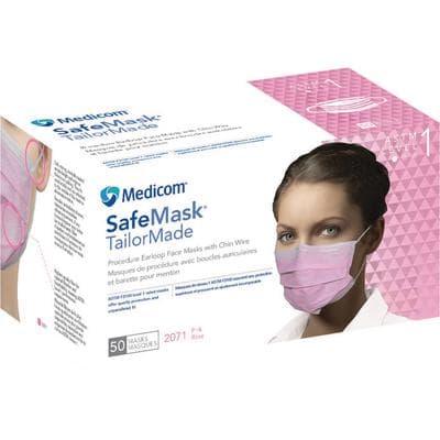 Safe+Mask® TailorMade Earloop Procedure Mask, ASTM Level 1, Low Barrier, Pink, 50/Pkg - Safe+Mask® TailorMade Earloop Masks, 50/Pkg - ASTM Level 1, Low Barrier, Pink - Image 1