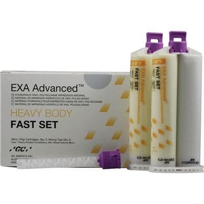 GC America EXA Advanced VPS Impression Material, Heavy Body, Fast Set, 2 x 48 mL Cartridges with 6 Mixing Tips, 137110 thumbnail 12