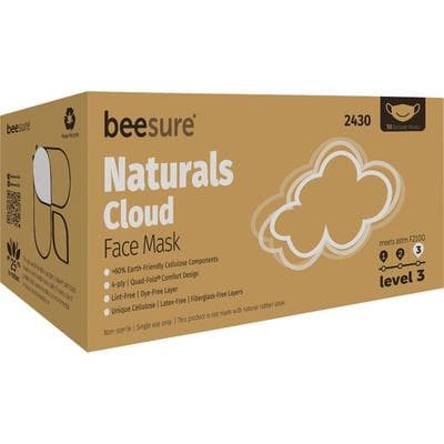 BeeSure Naturals Procedure Face Mask, ASTM Level 3, Cloud White, Ear Loop, 50/Box, BE2430 thumbnail 7