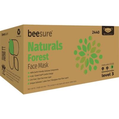 BeeSure Naturals Procedure Face Mask, ASTM Level 3, Forest Green, Ear Loop, Pleated, 50/Box, BE2440 thumbnail 5