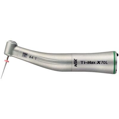 NSK Ti-Max X75 Endodontic Contra Angle Attachment, Low Speed, Push Button Autochuck, Single Spray, Non-Optic, 128:1, Green - Ti-Max X Series Electric Attachment for Endodontic Application - X75, Contra Angle, Low Speed, Push Button Autochuck, Single Spray, Non-Optic - Image 1