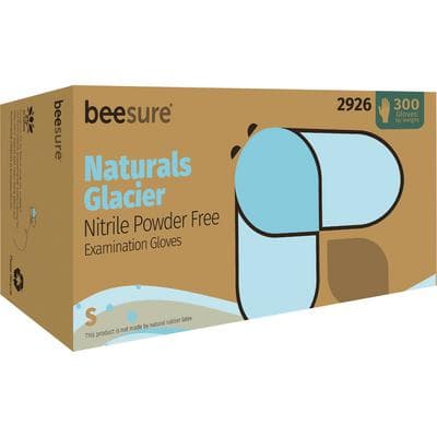 BeeSure Naturals Glacier Nitrile Examination Gloves, Powder-Free, Non-Sterile, Small, Glacier Blue, Textured Fingertips, 300/Box, BE2926 thumbnail 16