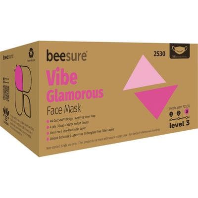 BeeSure Vibe Procedure Face Mask ASTM Level 3, Glamorous Pink, 50/Box, BE2530 thumbnail 27