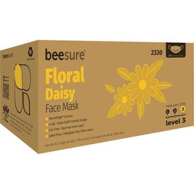 BeeSure Floral Design ASTM Level 3 Earloop Face Mask, Daisy Yellow, 50/Box, BE2330 thumbnail 9