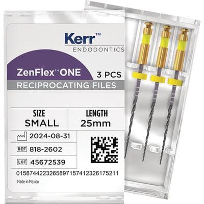 ZenFlex ONE Reciprocating NiTi File, Small, Yellow, .20/.06, 25mm, 3/Pk, 818-2602 thumbnail 15