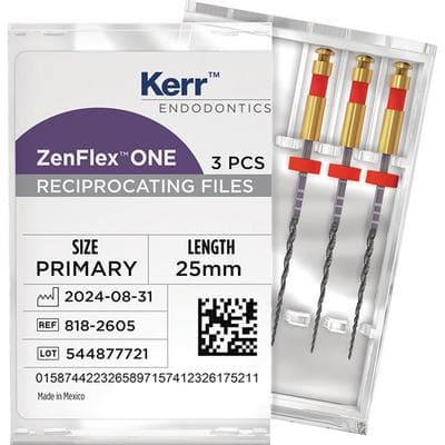 ZenFlex ONE Reciprocating NiTi File, Primary, Red, .25/.06, 25 mm, 3/Pk, 818-2605 thumbnail 16