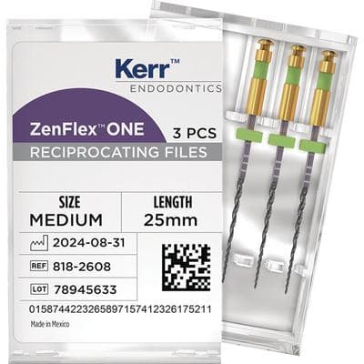 ZenFlex ONE Reciprocating NiTi File, Medium (Green), .35/.06, 25mm, 3/Pk, 818-2608 thumbnail 15