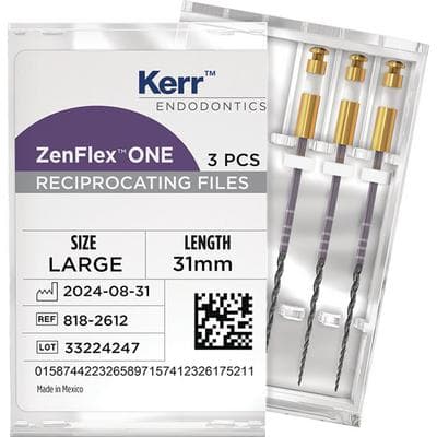 ZenFlex ONE Reciprocating NiTi File, Large, White, .45/.06, 31mm, 3/Pk, 818-2612 thumbnail 9