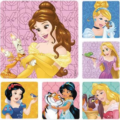 Princess Licensed Stickers, 2-1/2" W x 2-1/2" H, 6 Designs/Roll, 100/Roll - Classic Disney Princesses - Princess Licensed Stickers, 2-1/2 W x 2-1/2 H, 6 Designs/Roll, 100/Roll - Classic Disney Princesses - Image 1