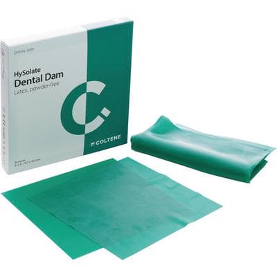 HySolate Latex Dental Dam, 5" x 5" (127 x 127 mm), Medium Gauge, Green, Unscented, Powder Free, 52/Box, 60034415 thumbnail 6