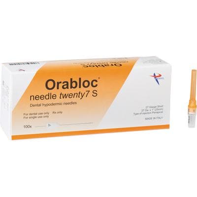Orabloc Disposable Plastic Anesthetic Needles, 27 Gauge, Short, 100/Pkg - Orabloc® Disposable Plastic Needles, 100/Pkg - 27 Gauge, Short - Image 1