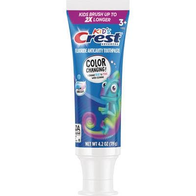 Crest Kids Advanced Color Changing Toothpaste, Bubble Gum Flavor, 4.2 oz Tube, 24/Case, 80703627 thumbnail 7