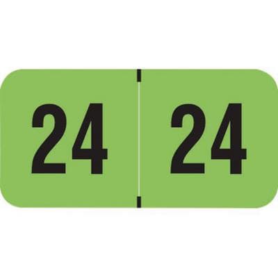 2024 Yearly Aging Labels, Fluorescent Series, Fluorescent Green, 1-1/2" x 3/4", 500/Roll - 2024 Yearly Aging Labels - Fluorescent Series - Fl. Green, 500/Roll - Image 1
