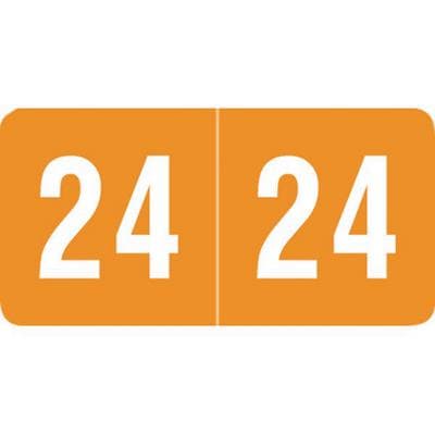 2024 Yearly Aging Labels, Smead Compatible, End-Tab, Orange/White, 1" x 1/2", 500/Pkg - 2024 Yearly Aging Labels - Smead Compatible - 500/Pkg - Orange/White, End-Tab, 500/Pkg - Image 1