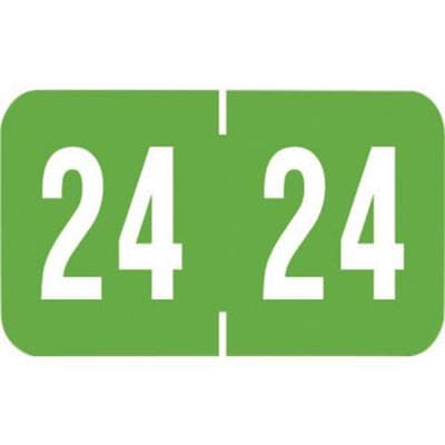 2024 Yearly Aging Labels, Tab Compatible, 1-1/4" x 3/4", Green/White, 500/Roll - 2024 Yearly Aging Labels - Tab Compatible 1-1/4" x 3/4 - Green/White, 500/Roll - Image 1