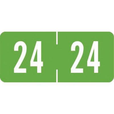 2024 Yearly Aging Labels, Tab Compatible, 1-1/8" x 1/2", Green/White, 500/Roll - 2024 Yearly Aging Labels - Tab Compatible 1-1/8" x 1/2" - Green/White, 500/Roll - Image 1