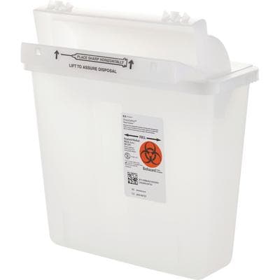 SharpSafety In-Room Sharps Container with Counterbalanced Lid, 5 Quart, Clear, 20/Case, 8506SA thumbnail 5