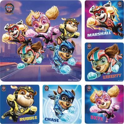 Paw Patrol Movie Licensed Stickers, 2-1/2" x 2-1/2", 6 Designs/Roll, 100/Roll - Movie Licensed Stickers, 2-1/2 W x 2-1/2 H, 6 Designs/Roll, 100/Roll - Paw Patrol Movie - Image 1