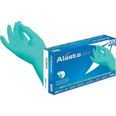 Alasta Aloe Soft-Fit Nitrile Exam Gloves, Powder-Free, Non-Sterile, Medium, Green, Textured Fingers, 100/Box, AA100M thumbnail 18