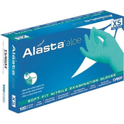 Alasta Aloe Soft-Fit Nitrile Exam Gloves, Powder-Free, Non-Sterile, Medium, Green, Textured Fingers, 100/Box, AA100M thumbnail 19