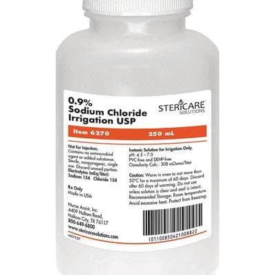 SteriCare Solutions 0.9% Sodium Chloride Irrigation USP, 250 mL Bottle, 1/Pkg - SteriCare Solutions 0.9% Sodium Chloride Irrigation USP - 250 ml, 1/Pkg - Image 1