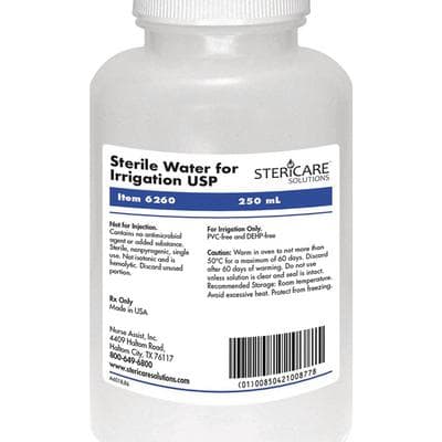 SteriCare Solutions Sterile Water for Irrigation USP, 250 mL Bottle, 1/Pkg - SteriCare Solutions Sterile Water for Irrigation USP - 250 ml, 1/Pkg - Image 1