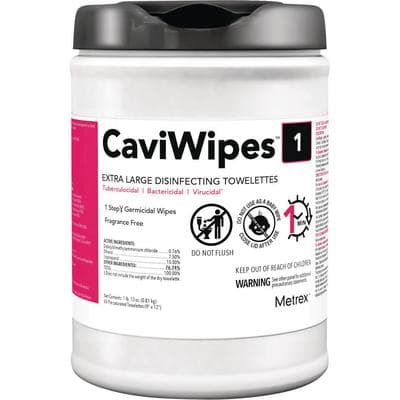 CaviWipes1™ Surface Disinfectant Towelette Wipes, Extra Large, 9" x 12", 65/Canister, 13-5150 thumbnail 6