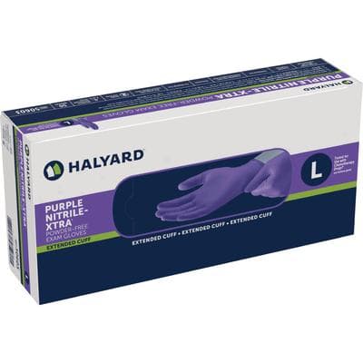 Halyard Purple Nitrile-Xtra Exam Gloves, Powder Free, Latex Free, Large, 12" Extended Length, 50/Box thumbnail 2