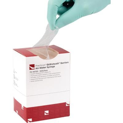 Practicon QUIKsheath Air-Water Syringe Barriers, Pre-Punched, Clear, 8.5" x 2.5", 500/Box thumbnail 5