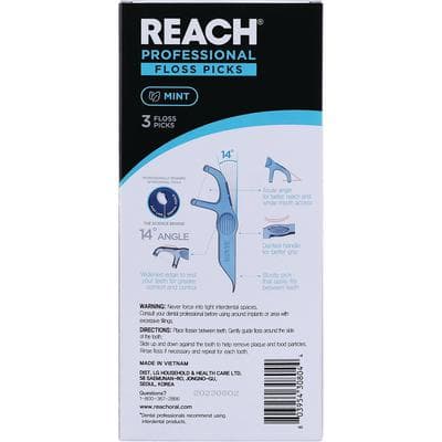 REACH Professional Interdental Flosser Picks, F-Shaped, With Pick, 3 Count Packs, 48 Packs/Pkg thumbnail 2