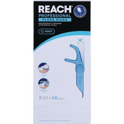 REACH Professional Interdental Flosser Picks, F-Shaped, With Pick, 3 Count Packs, 48 Packs/Pkg thumbnail 4