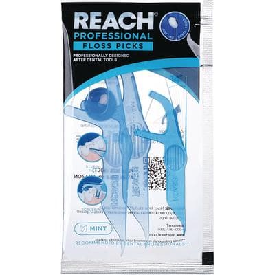 REACH Professional Interdental Flosser Picks, F-Shaped, With Pick, 2 Count Packs, 72 Packs/Pkg thumbnail 3