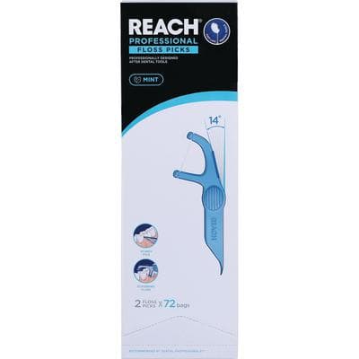 REACH Professional Interdental Flosser Picks, F-Shaped, With Pick, 2 Count Packs, 72 Packs/Pkg thumbnail 4