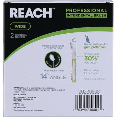 REACH® Interdental Brushes, Wide, 1.3 mm, 18 Packs of 2 (36 Brushes), Green/White Handles - REACH® Interdental Brushes - Wide, 1.3 mm - Image 1