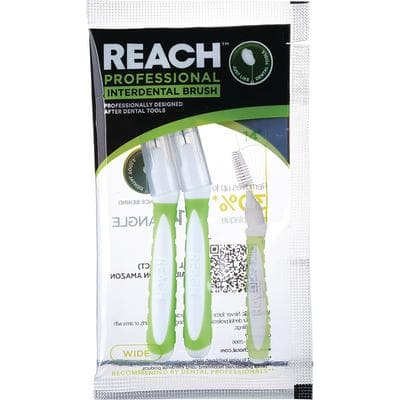 REACH® Interdental Brushes, Wide, 1.3 mm, 18 Packs of 2 (36 Brushes), Green/White Handles thumbnail 2