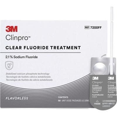 3M Clinpro Clear Fluoride Treatment, 2.1% Sodium Fluoride, Flavorless, 0.5 mL Unit Dose, 50/Pk, 7200FF thumbnail 12