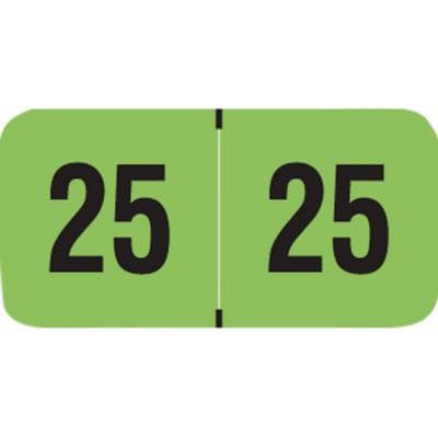 2025 Yearly Aging Labels, Fluorescent Series, Fluorescent Green, 1-1/2" x 3/4", Polylaminated, 500/Roll - 2025 Yearly Aging Labels - Fluorescent Series - 500/Roll - Fluorescent Green, 500/Roll - Image 1