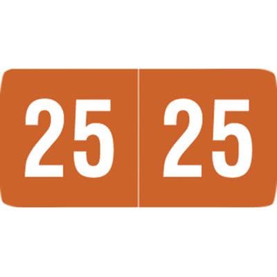 2025 Yearly Aging Labels, Smead Compatible, End-Tab, Brown/White, 1" W x 1/2" H, 500/Roll - 2025 Yearly Aging Labels - Smead Compatible - 500/Roll - Brown/White, End-Tab, 500/Roll - Image 1