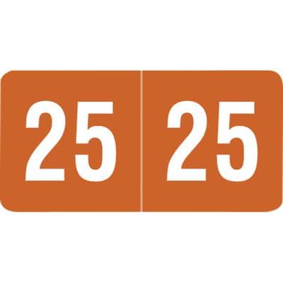Smead Compatible Yearly Aging Labels, End-Tab, Brown/White, 1" x 1/2", 500/Pkg - Smead Compatible - 500/Pkg - Brown/White, End-Tab, 500/Pkg - Image 1