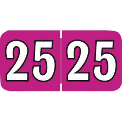 2025 Yearly Aging Labels, Jewel Tone/Jewel Tone II, End-Tab, Violet/White, 1-1/2" x 3/4", 500/Roll - 2025 Yearly Aging Labels - Jewel Tone/Jewel Tone II - 500/Roll - End-Tab, Violet/White, 500/Roll - Image 1