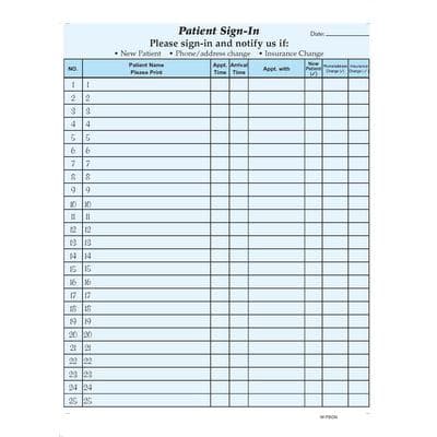 Patterson Office Supplies Privacy Sign-In Sheets, 2-Part with Peel-Off Labels, Blue, 8.5" x 11", 125/Pkg - Privacy Sign-In Sheets – 2 Part with Peel-Off Labels - Blue, 125/Pkg - Image 1