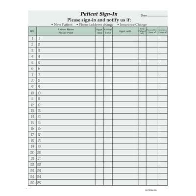 Privacy Sign-In Sheets, 2-Part with Peel-Off Labels, Green, 8.5" x 11", 125/Pkg - Privacy Sign-In Sheets – 2 Part with Peel-Off Labels - Green, 125/Pkg - Image 1
