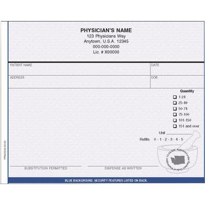 Washington State Prescription Blanks, 2-Part Carbonless, Second Part Blank, 5-1/2" W x 4-1/4" H, 100 Sets/Pad, 10 Pads/Pkg - Washington State Prescription Blanks – 2 Part, Second Part Blank, 5-1/2" W x 4-1/4" H, 100 Sets/Pad, 10 Pads/Pkg - Washington State Prescription Blanks – 2 Part, Second Part Blank, 5-1/2" W x 4-1/4" H, 100 Sets/Pad, 10 Pads/Pkg - Image 1