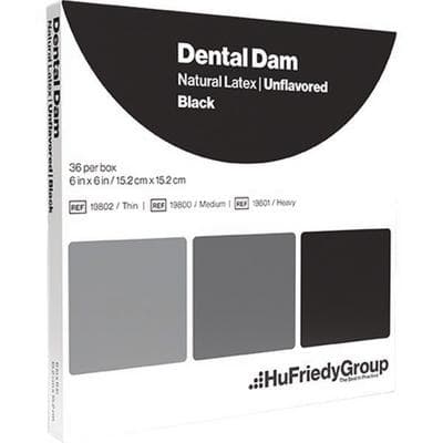 Hu-Friedy Dental Dam, Latex, Medium, Black, Unflavored, 5" x 5", 52/Box, 19700 thumbnail 3