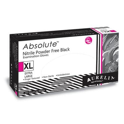 Aurelia Absolute Nitrile Exam Gloves, Powder Free, Non-Sterile, Extra Large, Black, Textured, 200/Box, 98999 thumbnail 3