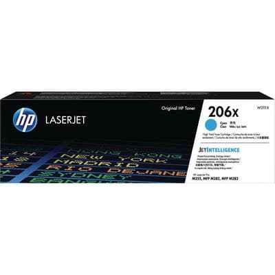 HP 206A High-Yield Cyan Toner Cartridge (W2111X), 2,450 Page Yield, for Color LaserJet Pro M255DW/M283FDW - Color LaserJet Pro M255DW and M283FDW - HP 206A Toner Cartridge Cyan High Yield, 2,450 Page Yield - Image 1