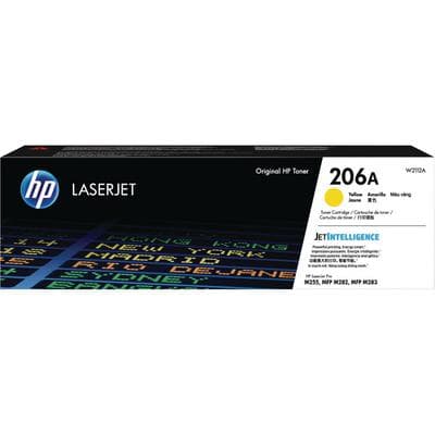 HP 206A Yellow Toner Cartridge (W2112A), 1,250 Page Yield, for Color LaserJet Pro M255DW/M283FDW - Color LaserJet Pro M255DW and M283FDW - HP 206A Toner Cartridge Yellow, 1,250 Page Yield - Image 1